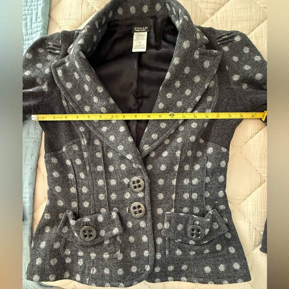 Sonia Rykiel Vintage 100% Wool Charcoal Polka Dot Blazer size 38 - Picture 8 of 15